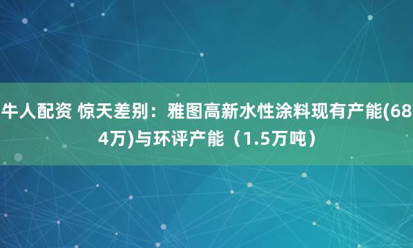 牛人配资 惊天差别：雅图高新水性涂料现有产能(684万)与环评产能（1.5万吨）
